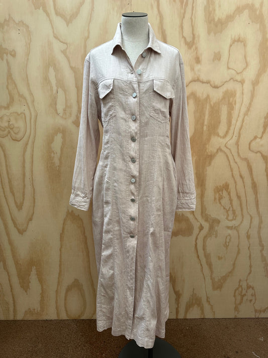 WHITE STORY SHIRT DRESS - SIZE 12