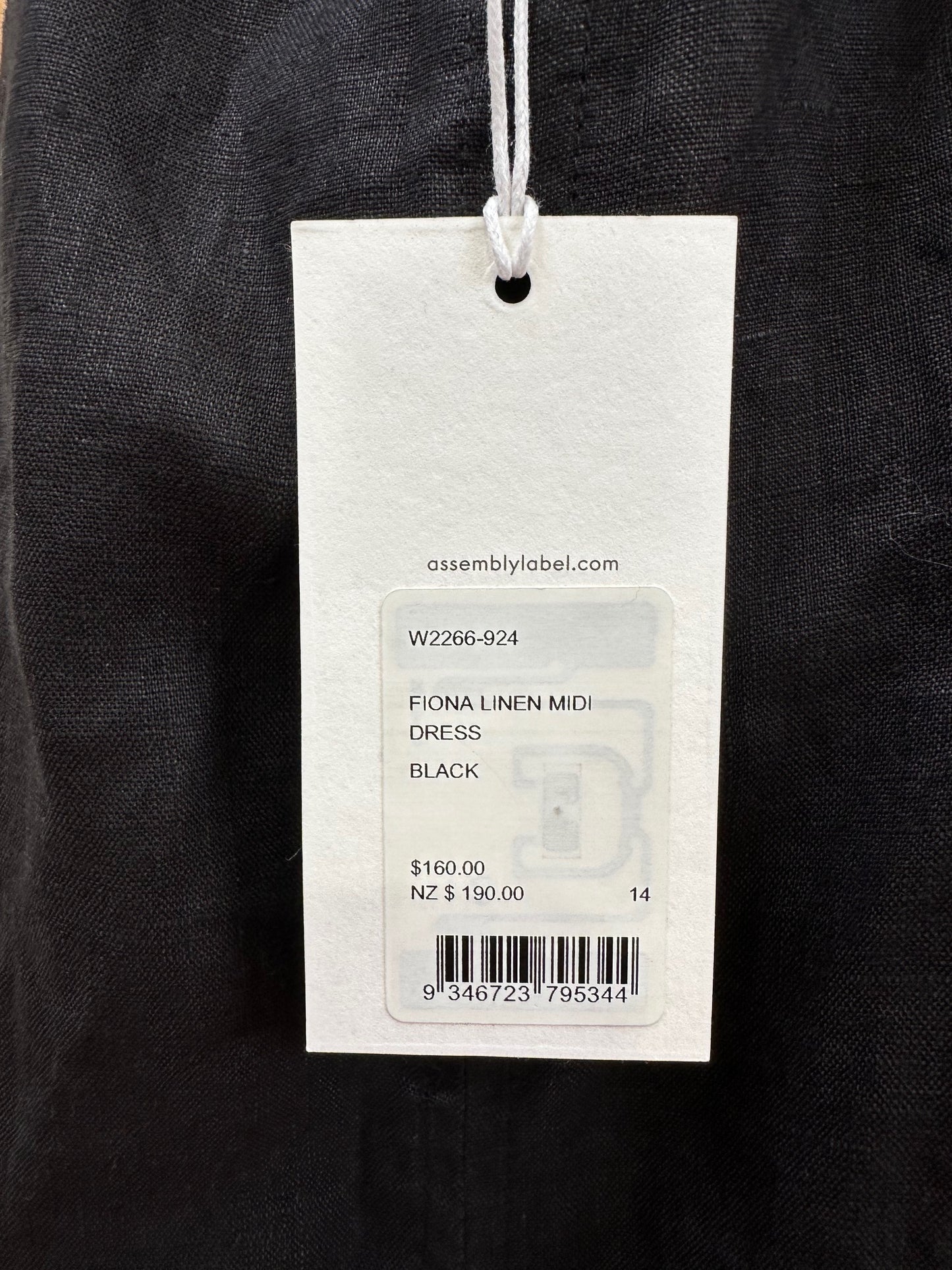 ASSEMBLY LABEL FIONA LINEN MIDI DRESS - SIZE 14