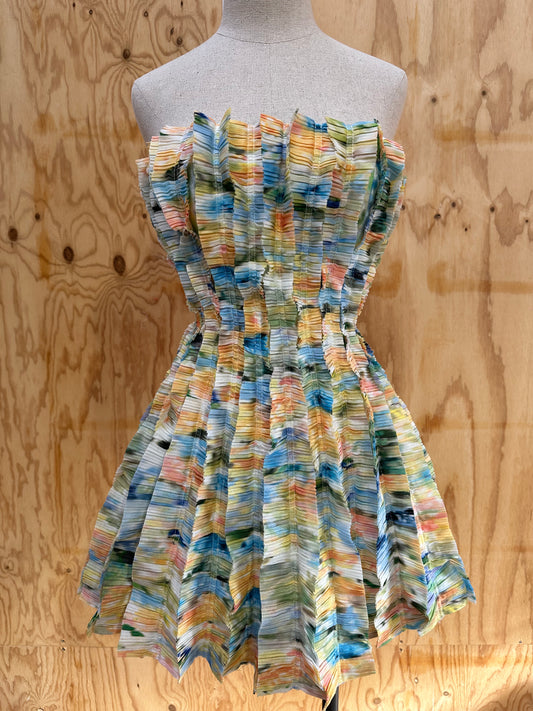 AJE PASTEL PLEATED STAPLESS MINI DRESS - SIZE 8