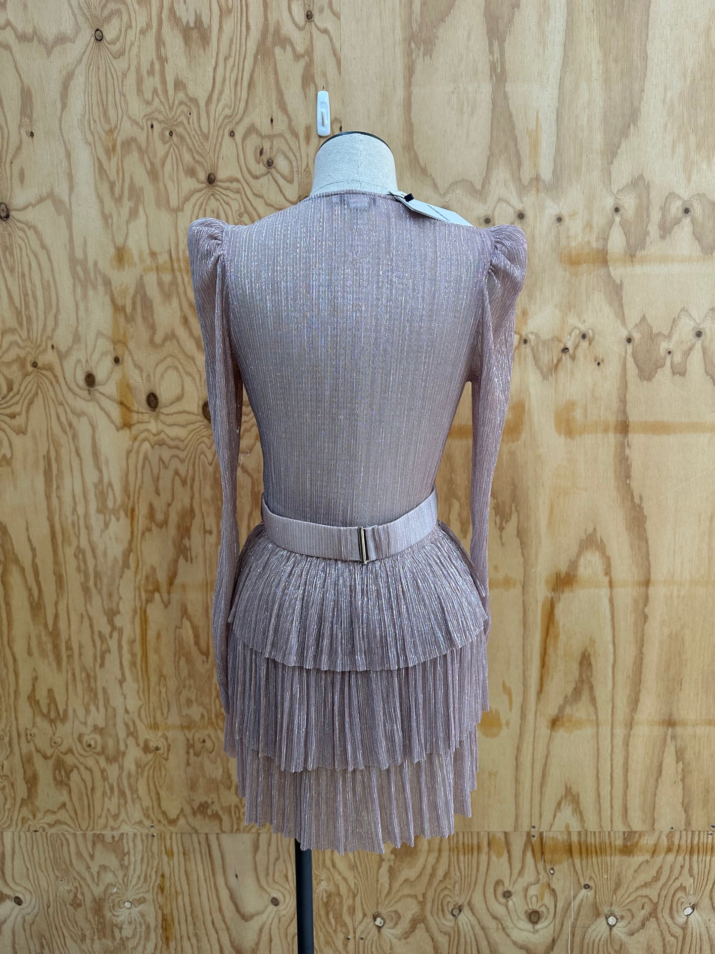 SABINA MUSAYEV CARRY SPARKLE MINI DRESS IN MAUVE - SIZE MEDIUM