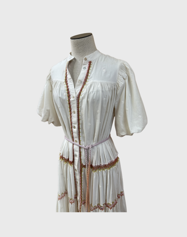 ALEMAIS GISELLE EMBROIDERY MIDI DRESS - SIZE 6