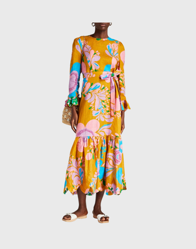 ZIMMERMANN TEDDY GATHERED MIDI DRESS - SIZE 3