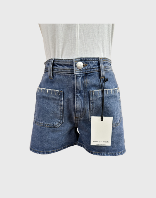 SEVENTY + MOCHI DENIM SHORTS - SIZE 26