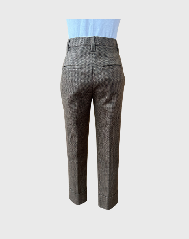 WHITE STORY HOUNDSTOOTH WOOL PANTS - SIZE 8