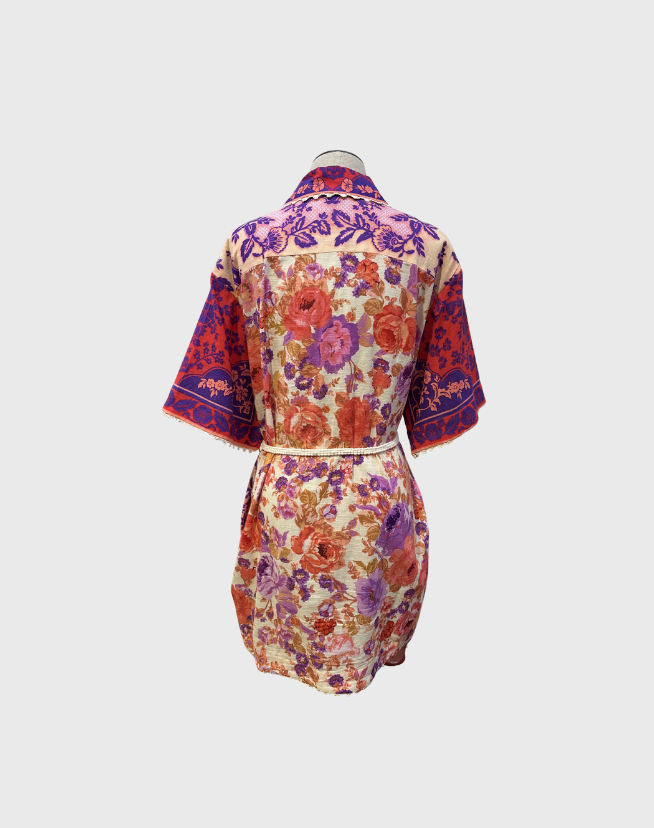 ZIMMERMANN RAIE TRIMMED SHIRT MINI DRESS - SIZE 2