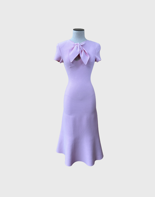 SCANLAN THEODORE CREPE KNIT CRAVET MIDI DRESS - SIZE XS