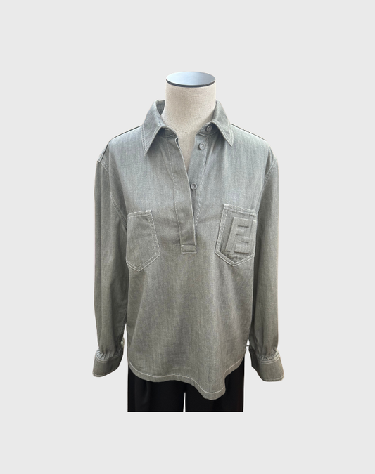 FENDI CHAMBRAY LONG SLEEVE SHIRT - SIZE 40