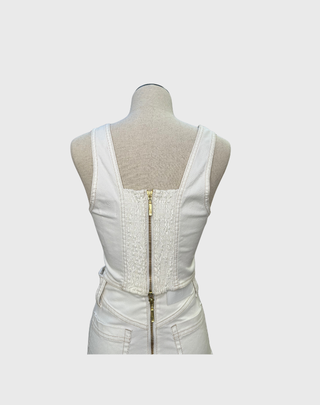 AJE ELENA CROPPED DENIM BUSTIER - SIZE 10