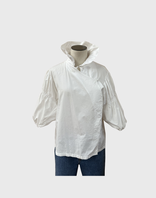J.W ANDERSON FRILL NECK BLOUSE - SIZE 10