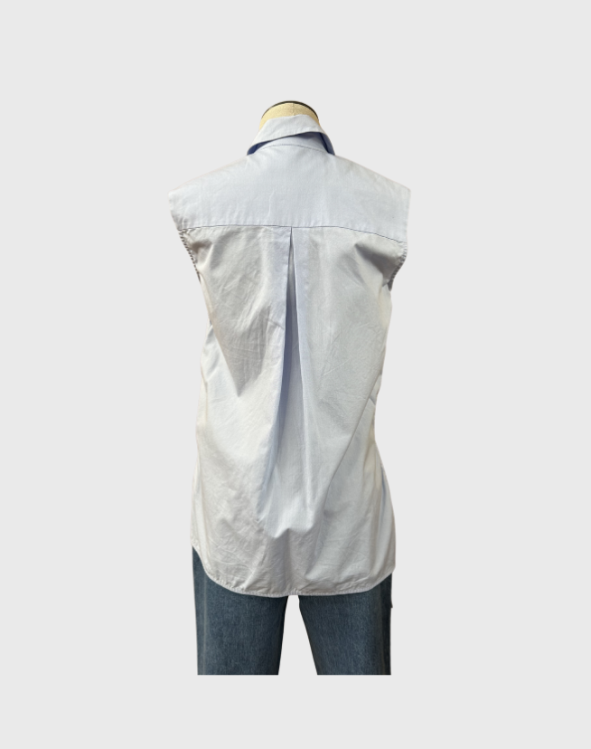 VICTORIA BECKHAM COTTON ASYMMETRICAL HEM SHIRT - SIZE 6