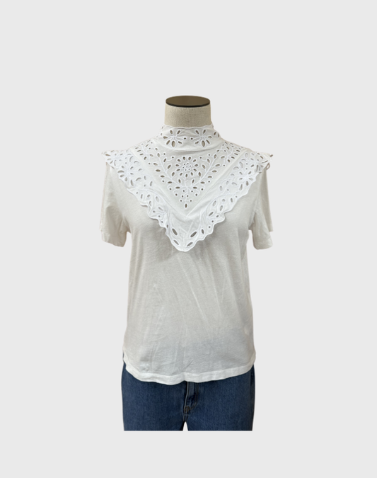 MAJE BRODERIE MOCK NECK TOP - SIZE 1