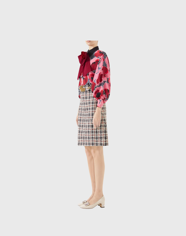 GUCCI POPPIES LONG SLEEVE BLOUSE - SIZE 40