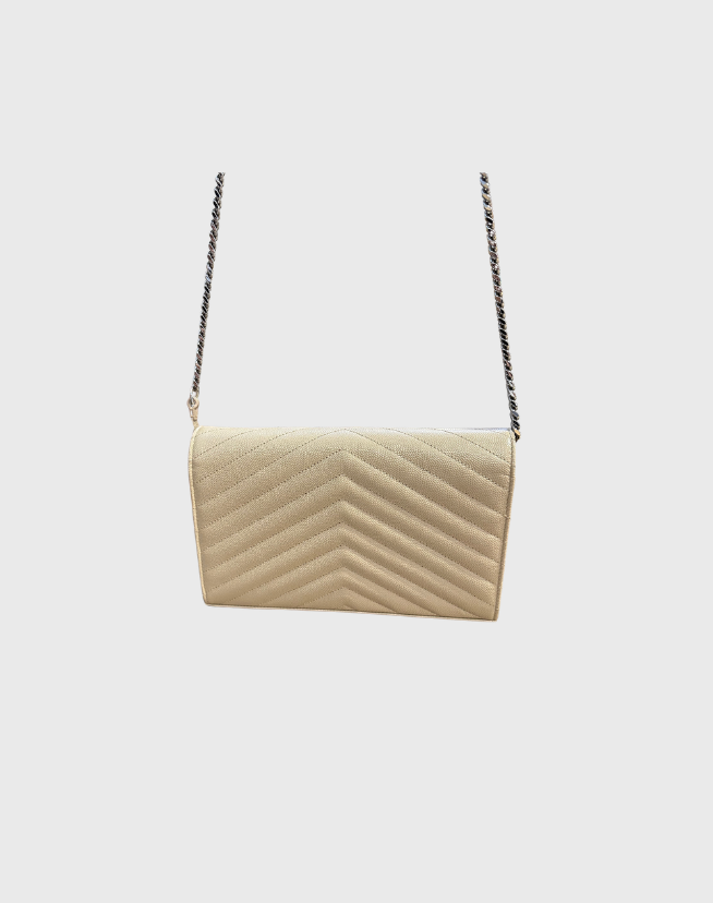 CLASSIC CASSANDRE CHAIN WALLET IN GRAIN DE POUDRE LEATHER