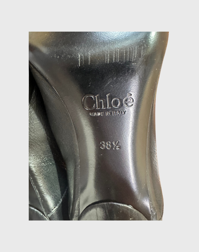 CHLOE SCALLOPED LOW HEEL PUMPS - SIZE 38.5