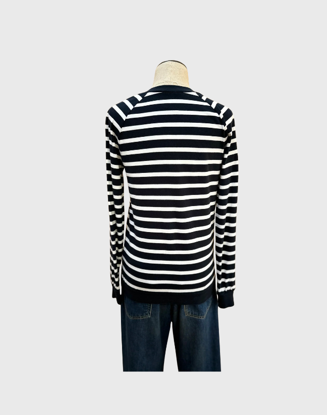 BALMAIN LONG SLEEVE STRIPE TOP - SIZE 36