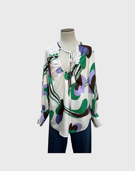 GINGER AND SMART SILK PRINT BLOUSE - SIZE 6