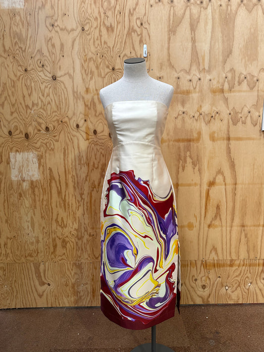 ALEMAIS LUCA CORSET MIDI DRESS IN MULTI COLOURS - SIZE 8