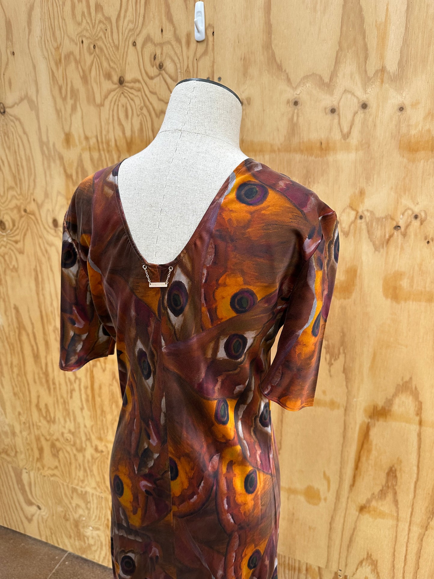 SILK LAUNDRY SHORT SLEEVE BIAS DRESS WINGSPAN - SIZE XL