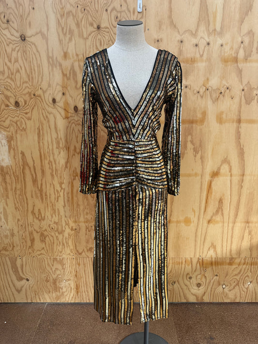 RIXO LONDON REMY SEQUIN MIDI DRESS - SIZE XS