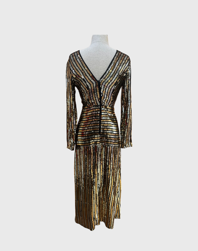 RIXO LONDON REMY SEQUIN MIDI DRESS - SIZE XS