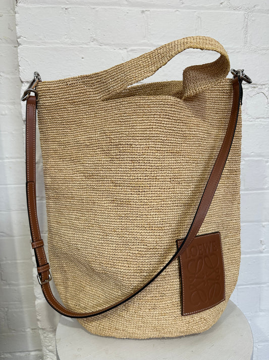 LOEWE LARGE RAFFIA SLIT SATCHEL - $1,100