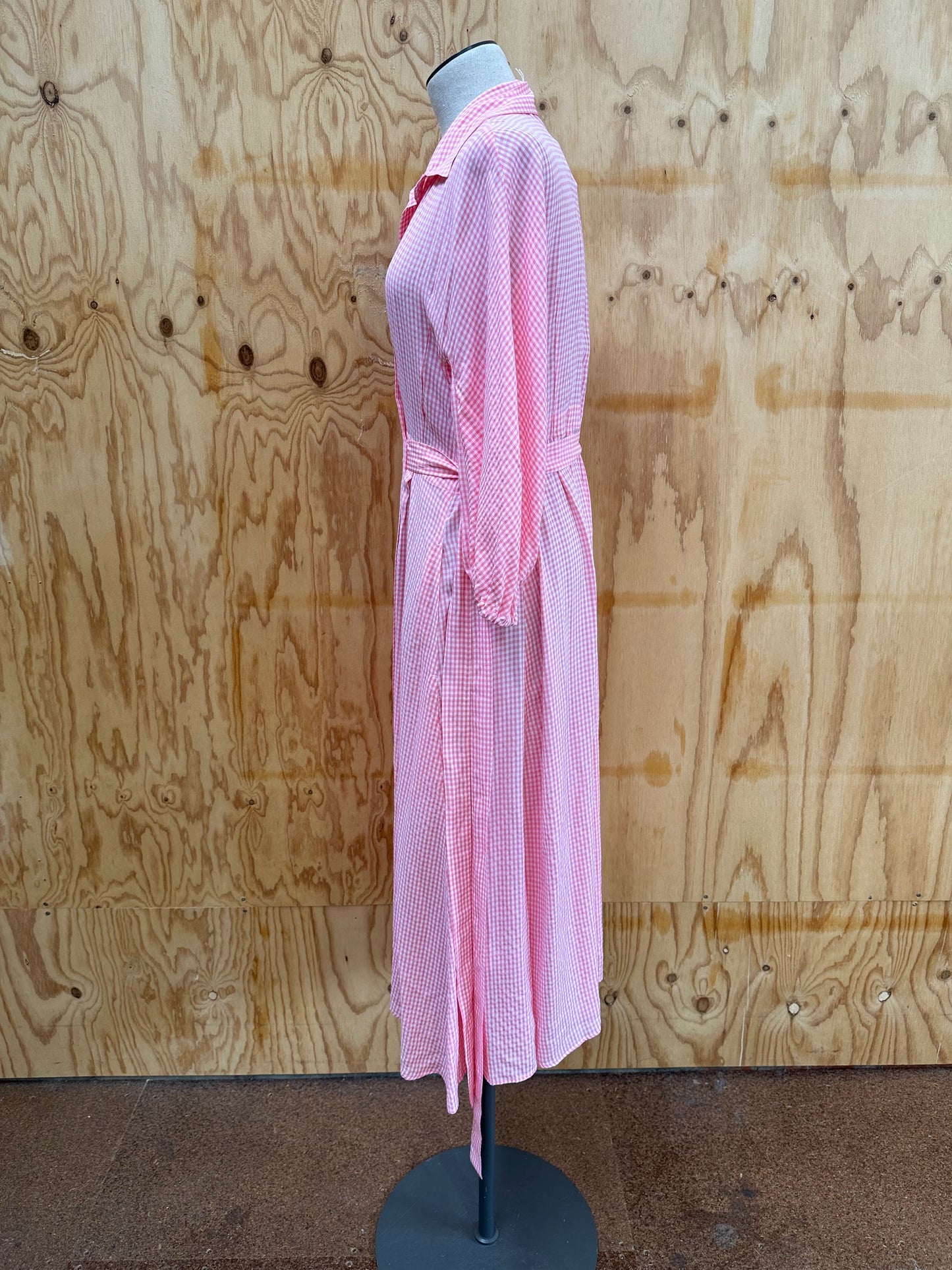 SCANLAN THEODORE GINGHAM WRAP MIDI SHIRTDRESS - SIZE MEDIUM