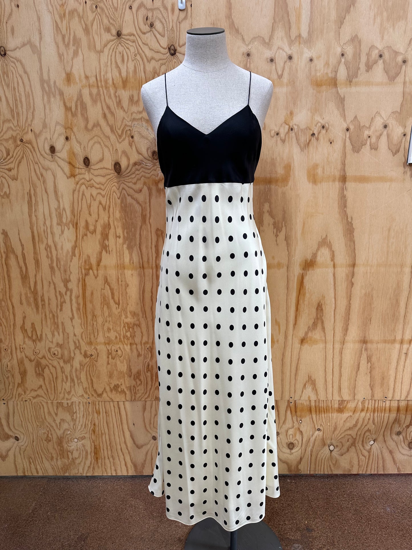 OROTON POLKA DOT SILK DRESS - SIZE 8