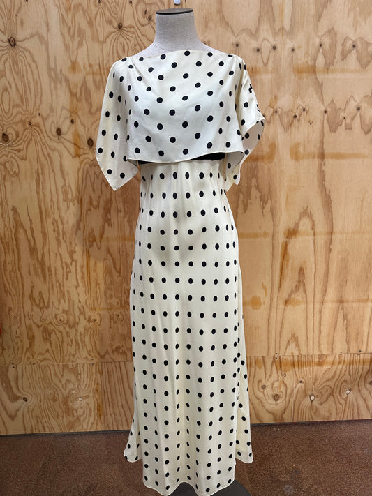 OROTON POLKA DOT SILK DRESS - SIZE 8