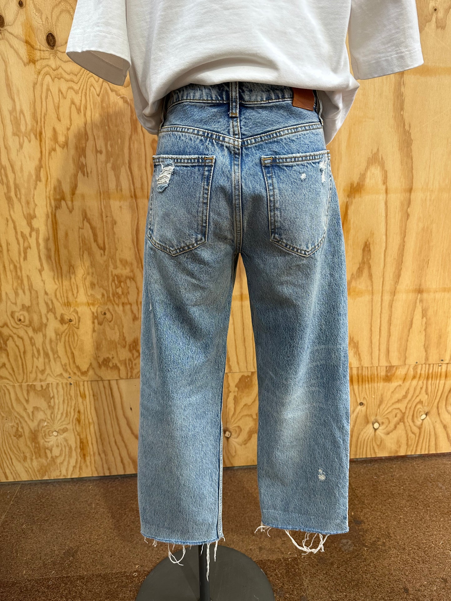 ANINE BING DISTRESSED STRAIGHT LEG JEANS - SIZE 26