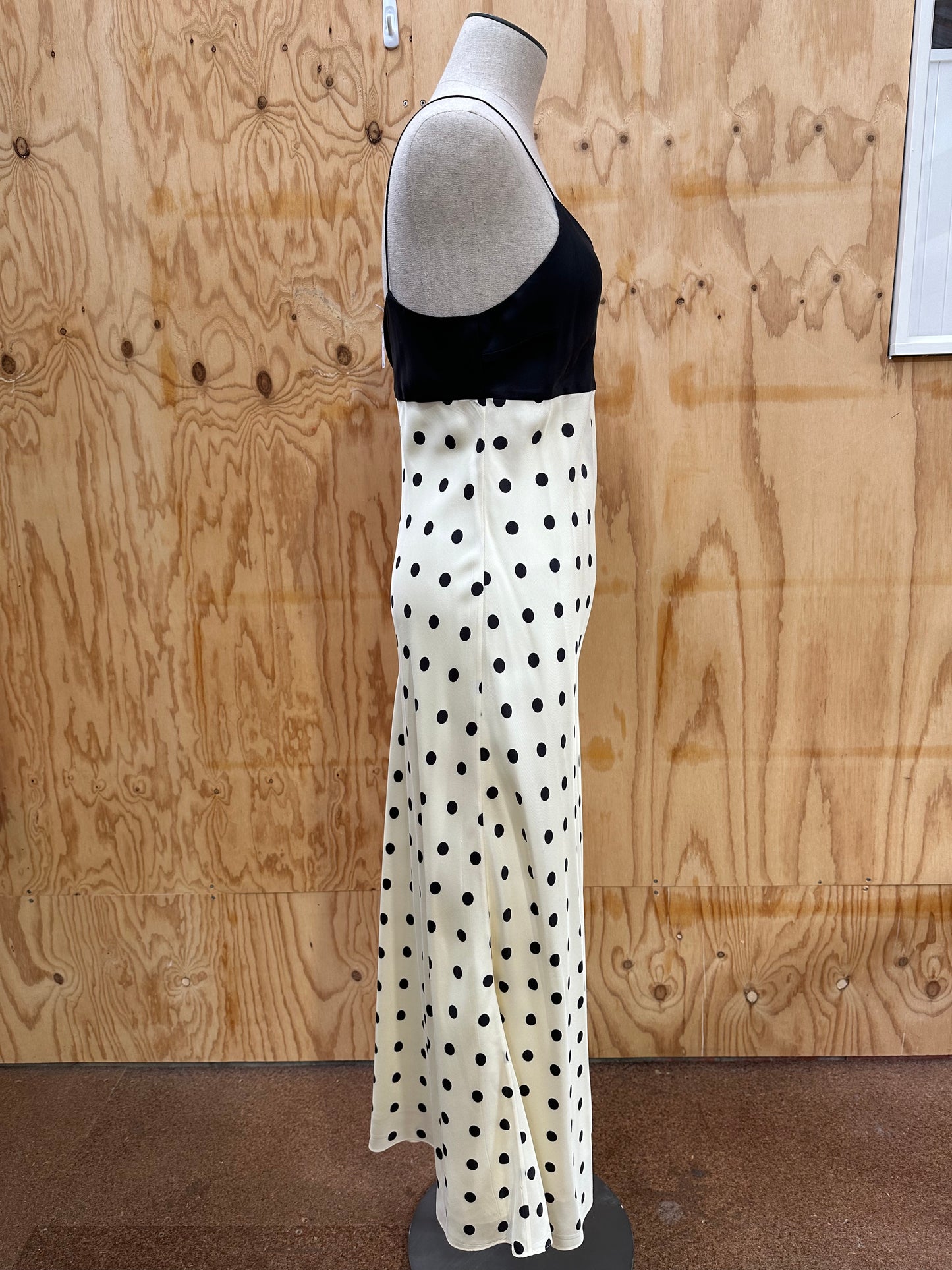 OROTON POLKA DOT SILK DRESS - SIZE 8