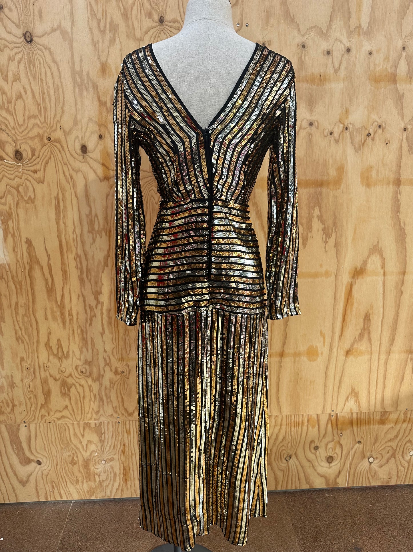RIXO LONDON REMY SEQUIN MIDI DRESS - SIZE XS