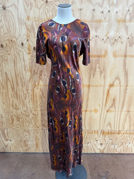 SILK LAUNDRY SHORT SLEEVE BIAS DRESS WINGSPAN - SIZE XL