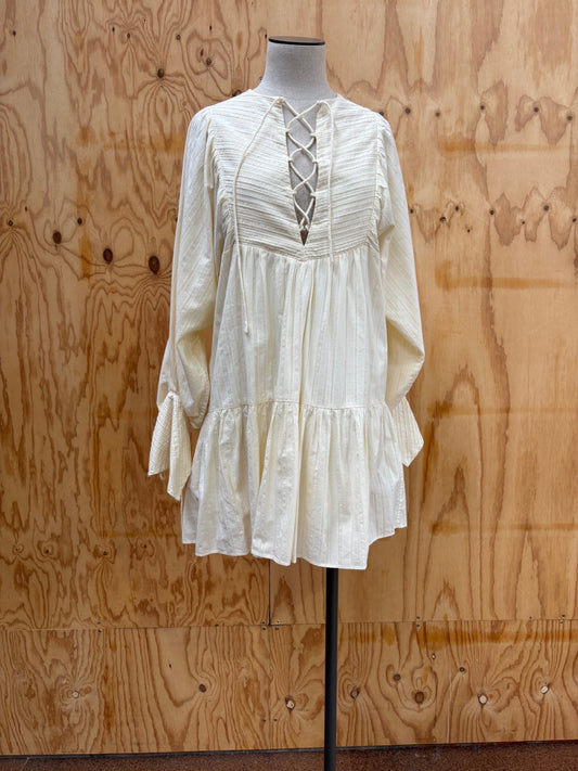 SHONA JOY ELLA PIN TUCK BALLOON SLEEVE MINI DRESS - SIZE 10