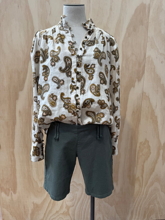 PALOMA WOOL TINTETA KHAKI CAPRI SHORTS - SIZE M