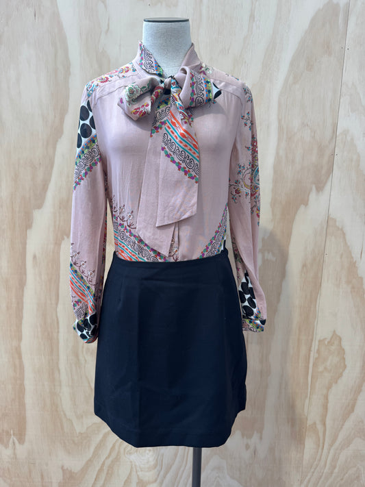 ASSEMBLY LABEL MAEVE BLACK WOOL MINI SKIRT - SIZE 10