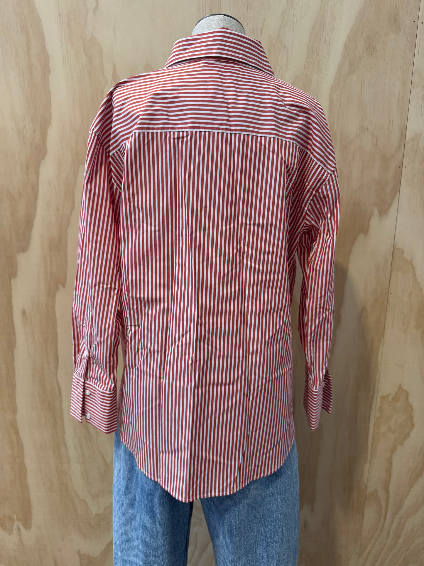 ASSEMBLY LABEL SIGNATURE POPLIN STRIPED SHIRT - SIZE 10