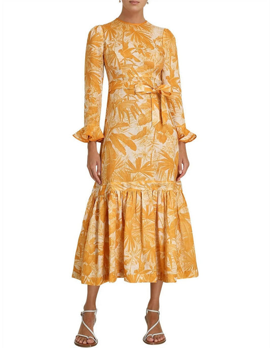 ZIMMERMANN MAE FRILL LONG SLEEVE MID DRESS - SIZE 3