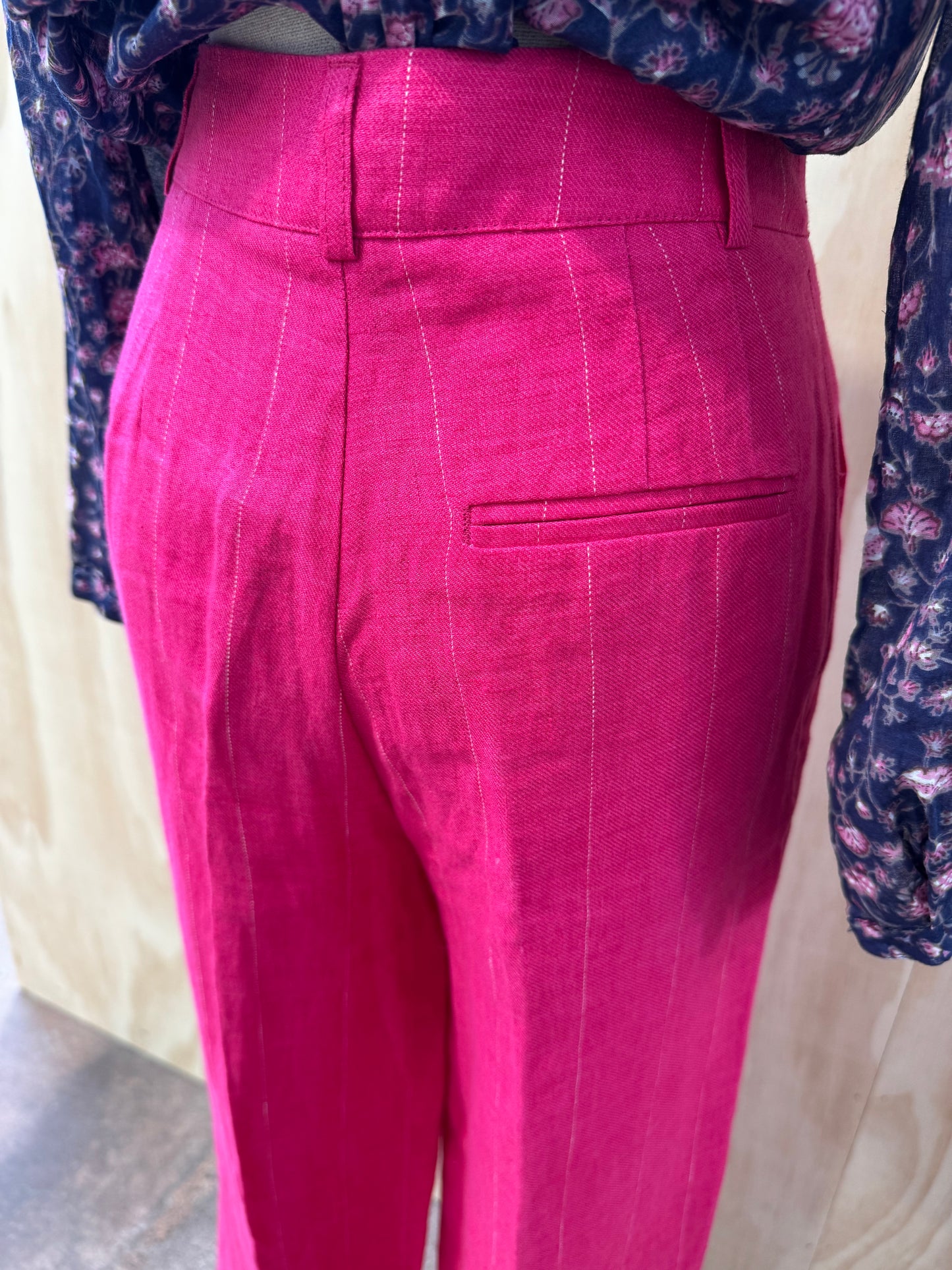 CABLE PINK FREYA LINEN PANTS - SIZE 8