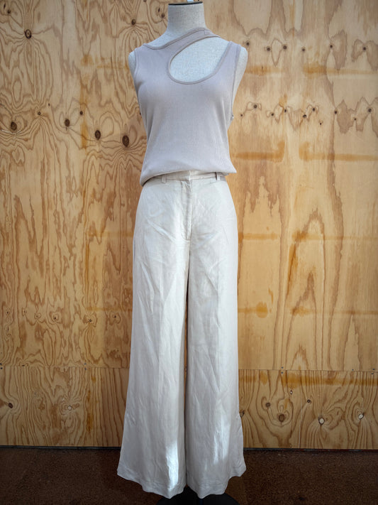 ANINE BING WIDE LEG PANT IN CREAM - SIZE 34