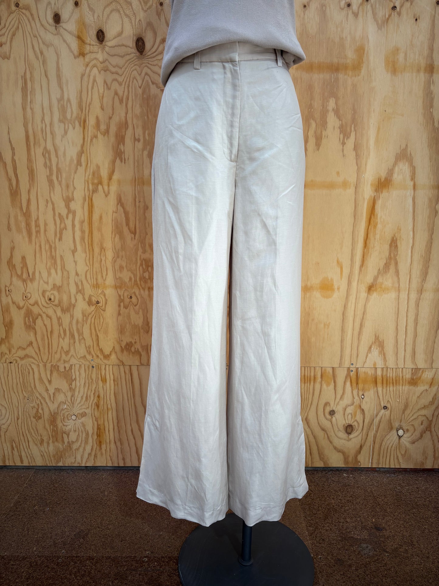 ANINE BING WIDE LEG PANT IN CREAM - SIZE 34