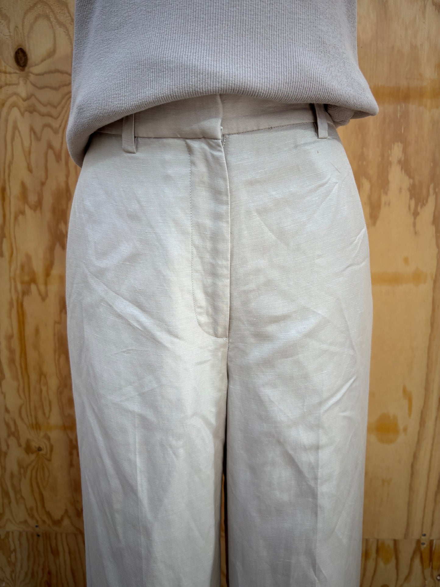 ANINE BING WIDE LEG PANT IN CREAM - SIZE 34
