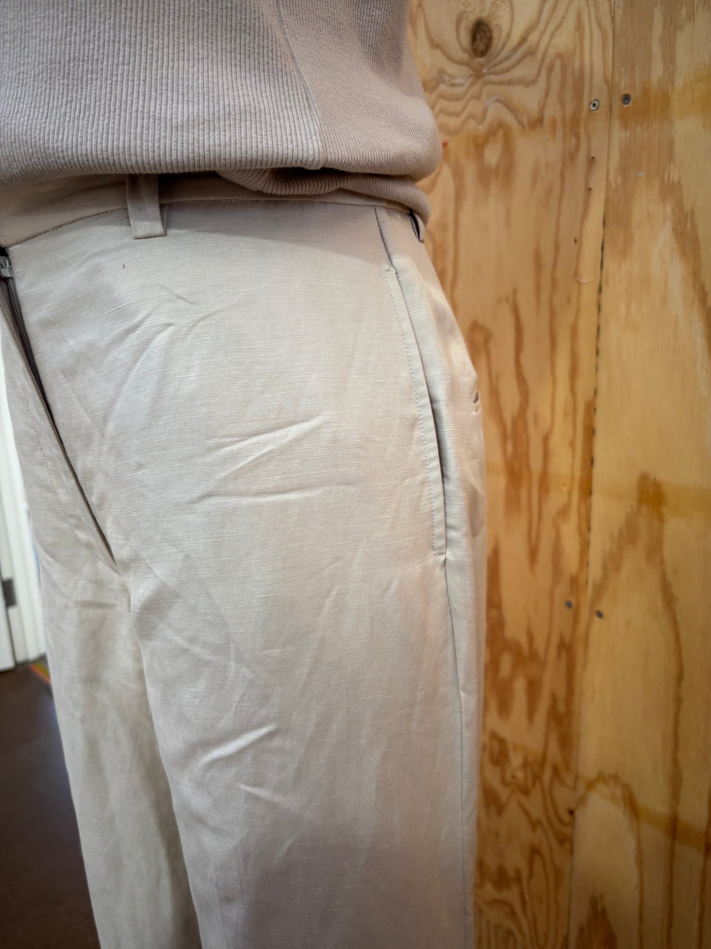 ANINE BING WIDE LEG PANT IN CREAM - SIZE 34