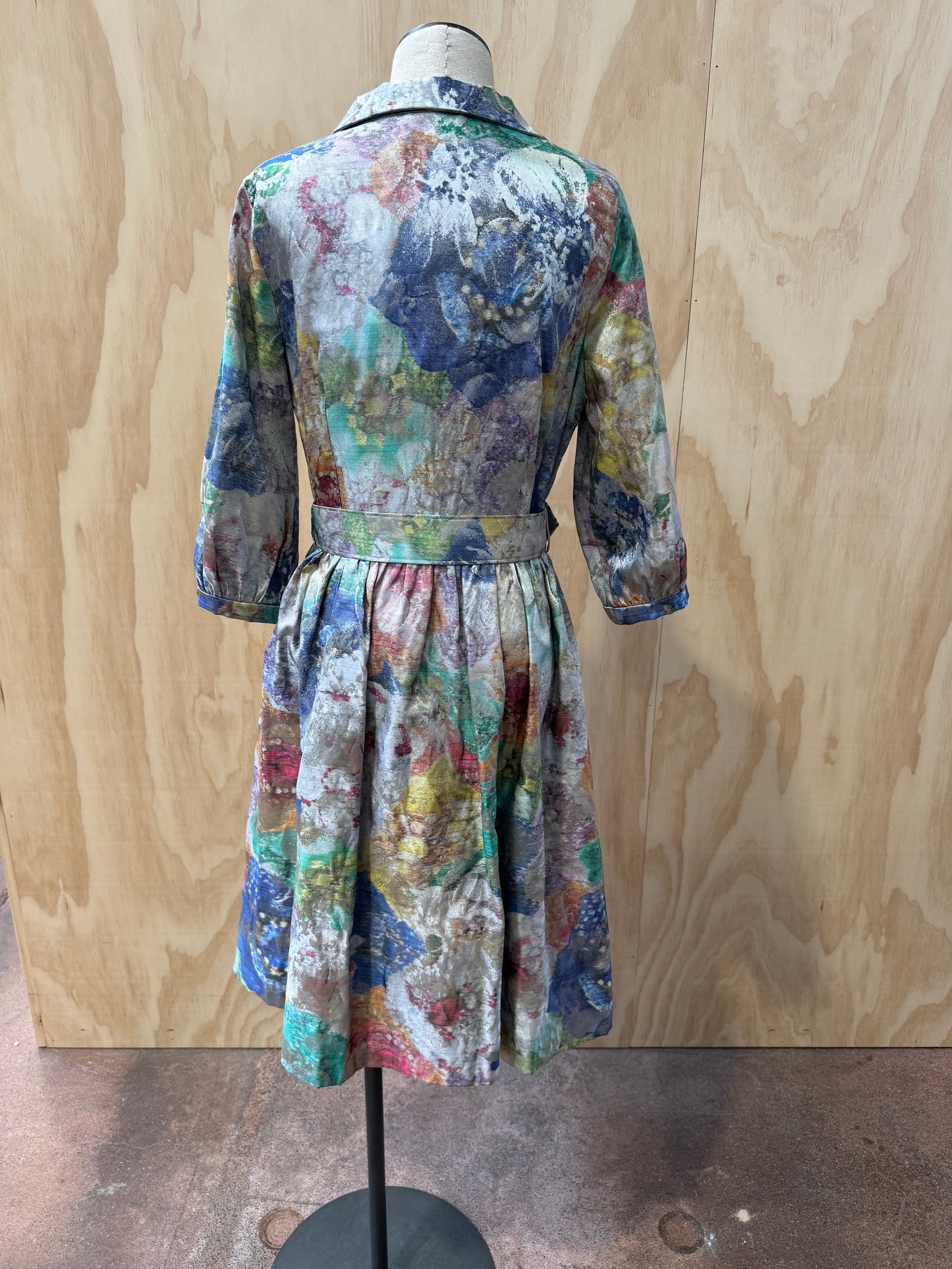 LEONA EDMINSTON WATERCOLOUR PRINT MIDI SHIRT DRESS - SIZE 3