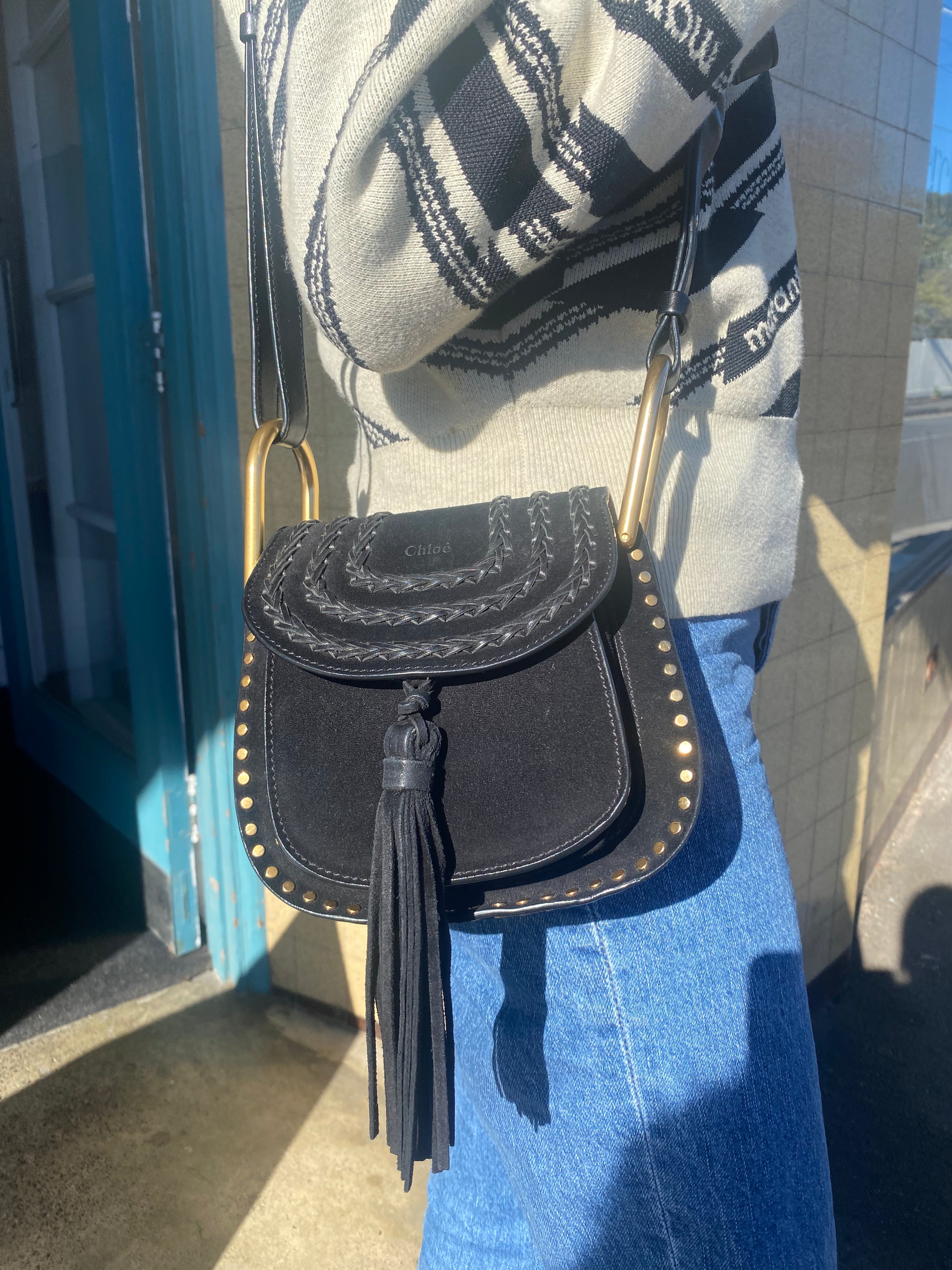 CHLOE BLACK SUEDE WHIPSTITCH HUDSON BAG – Cercle Lifestyle