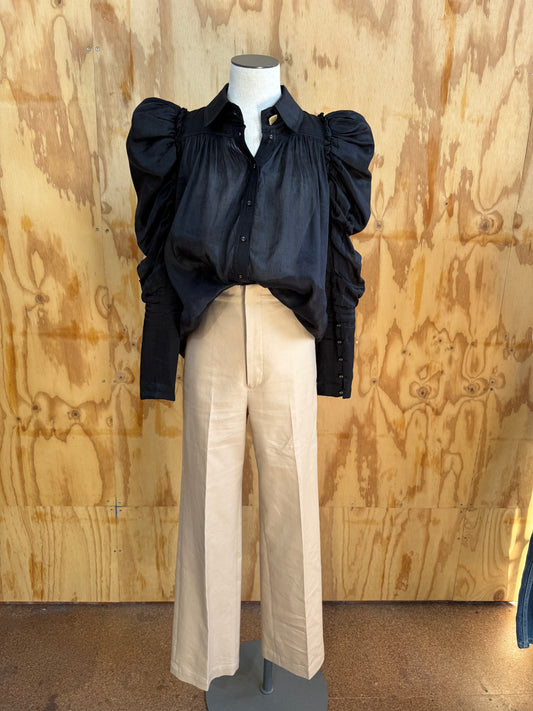 AJE BLACK KINDRED BUTTERFLY SLEEVE SHIRT - SIZE 10