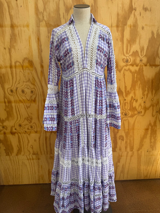 DODO BAR OR GINGHAM JACQUARD MAXI DRESS - SIZE S