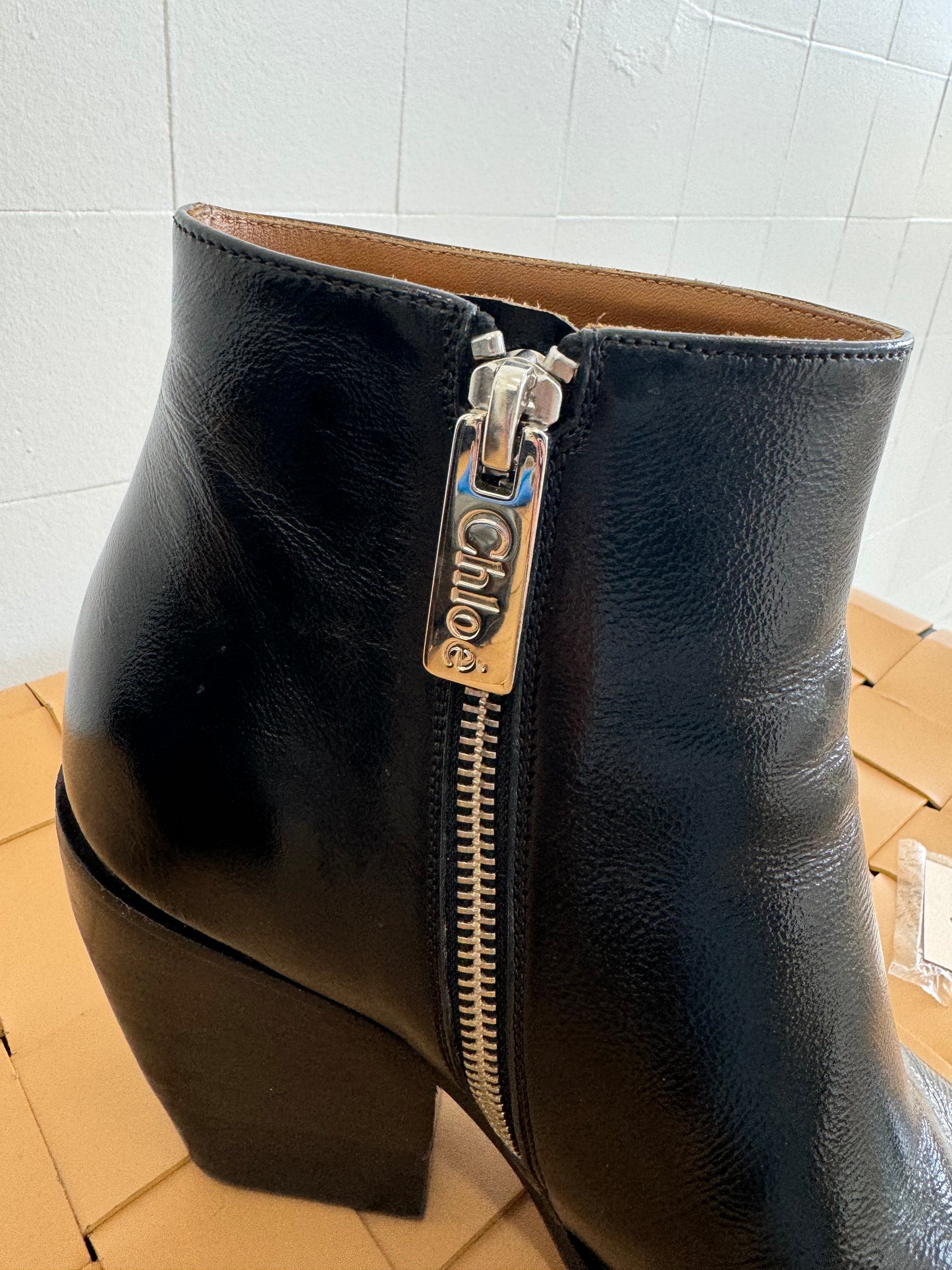 CHLOE BLACK ANKLE BOOTS - SIZE 39