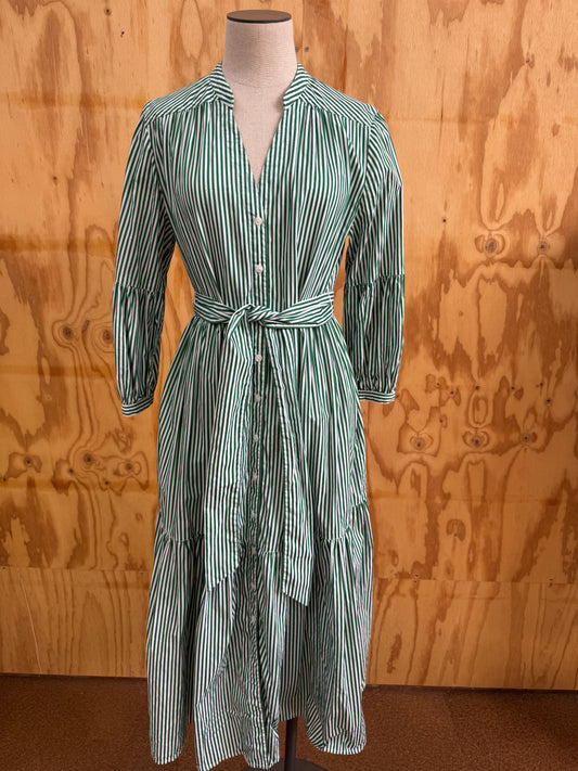 CEFINN STRIPE SHIRT MIDI DRESS - SIZE 10