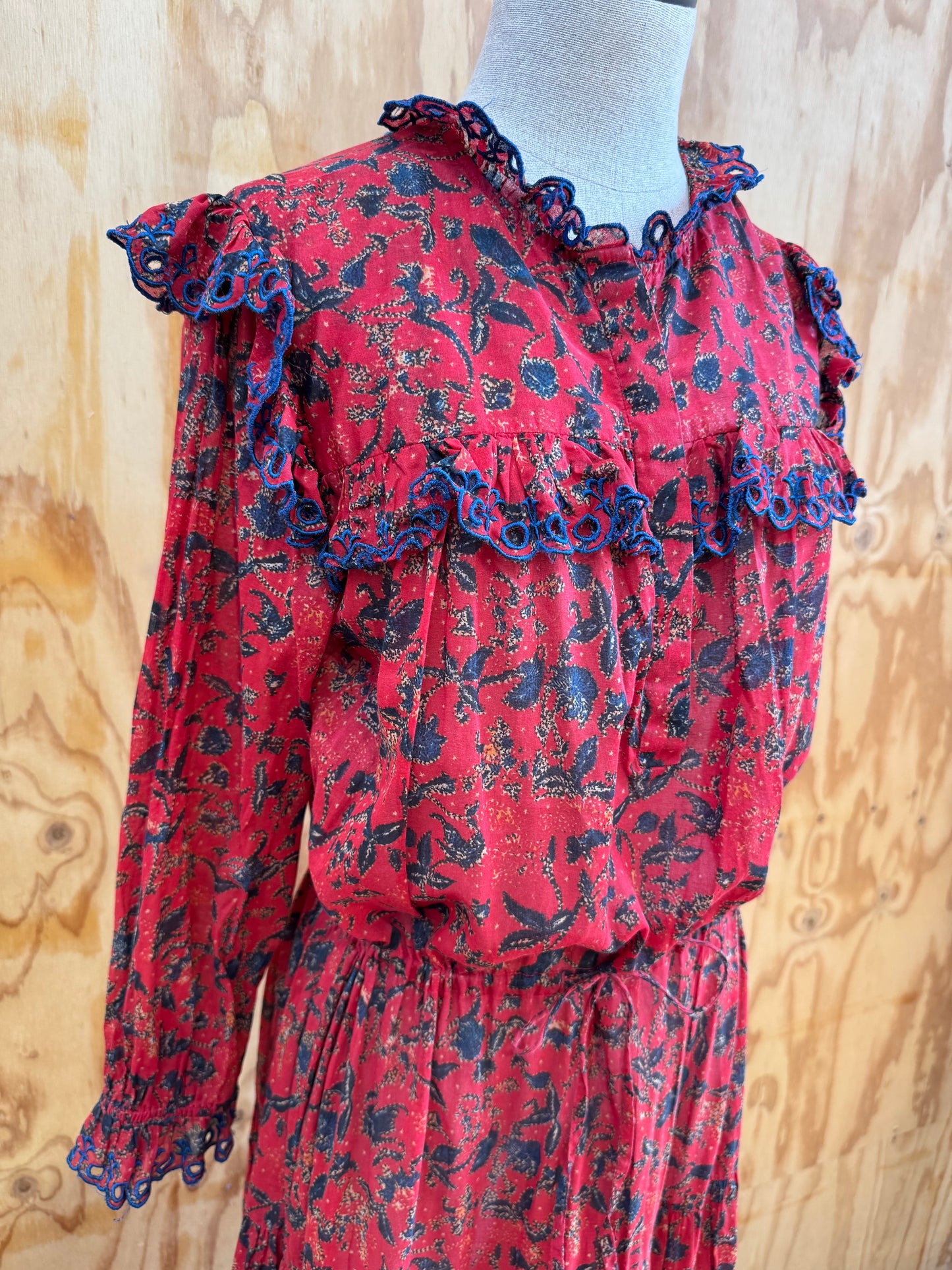 ISABEL MARANT RED FLORAL PRINT MIDI DRESS - SIZE 36