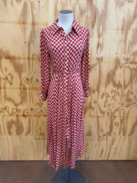 RIXO CHECK MAXI DRESS - SIZE S
